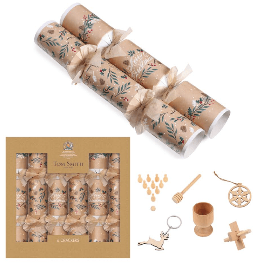 Tom Smith Natural Christmas Crackers Eco Kraft 6pc Trowell Garden Centre