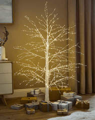 Festive Twig Trees Festive 150cm Lit Microdot White Tree 900 Warm White LEDs