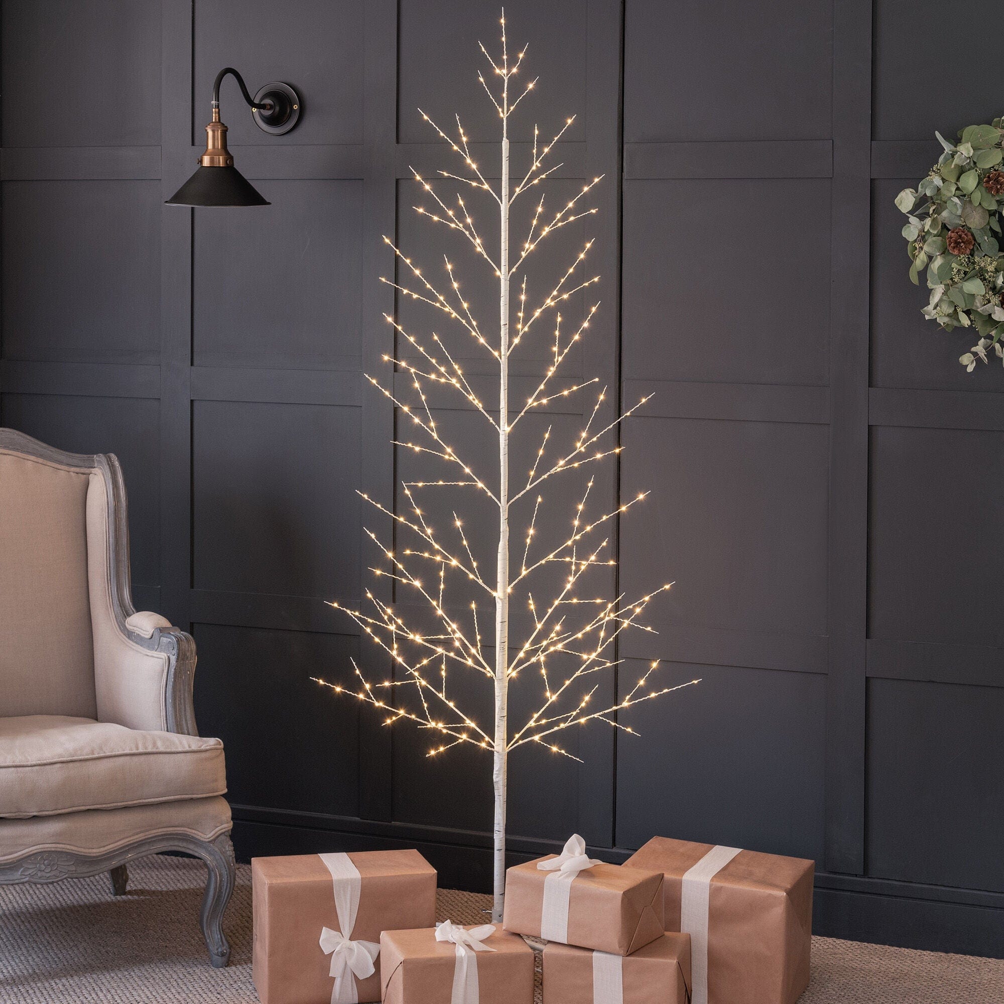 Festive Twig Trees Festive Lit 120cm Glow Worm Twig Tree White and Warm White LEDs