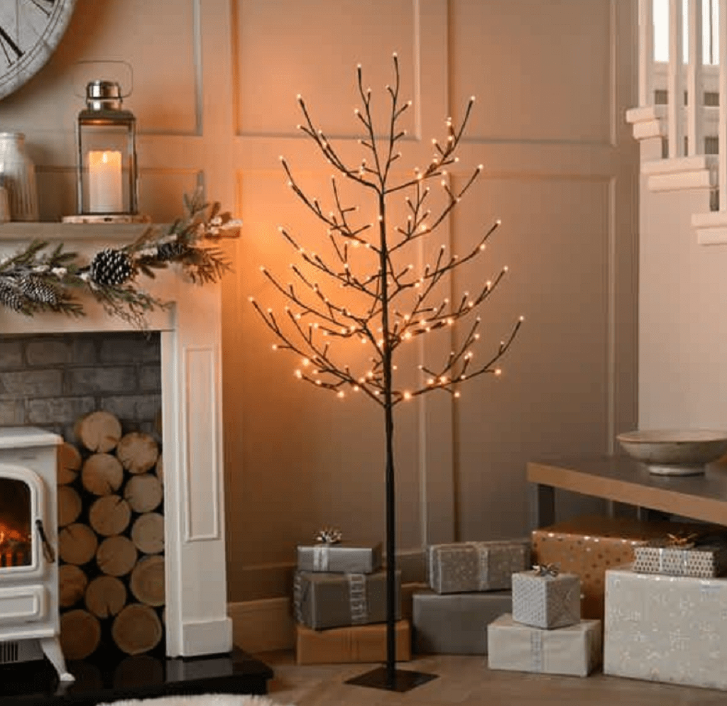 Festive Christmas Lit Decor Festive Lit Glow-Worm Twig Tree Brown/Warm White