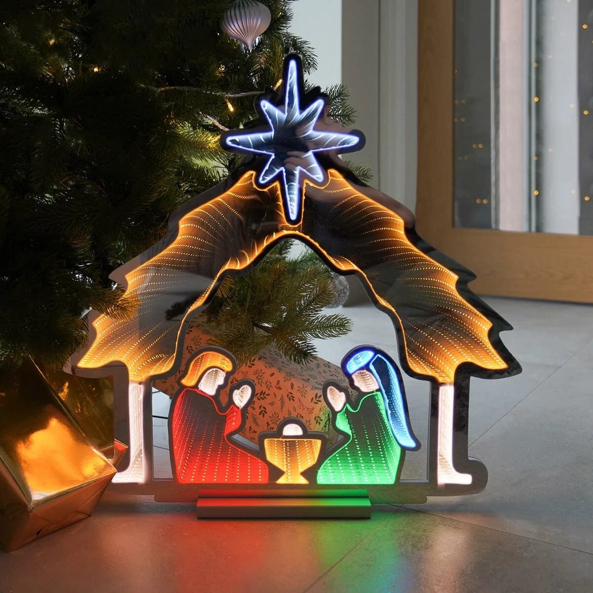 Festive Infinity Lighting Festive Lit Infinity Nativity Scene Light