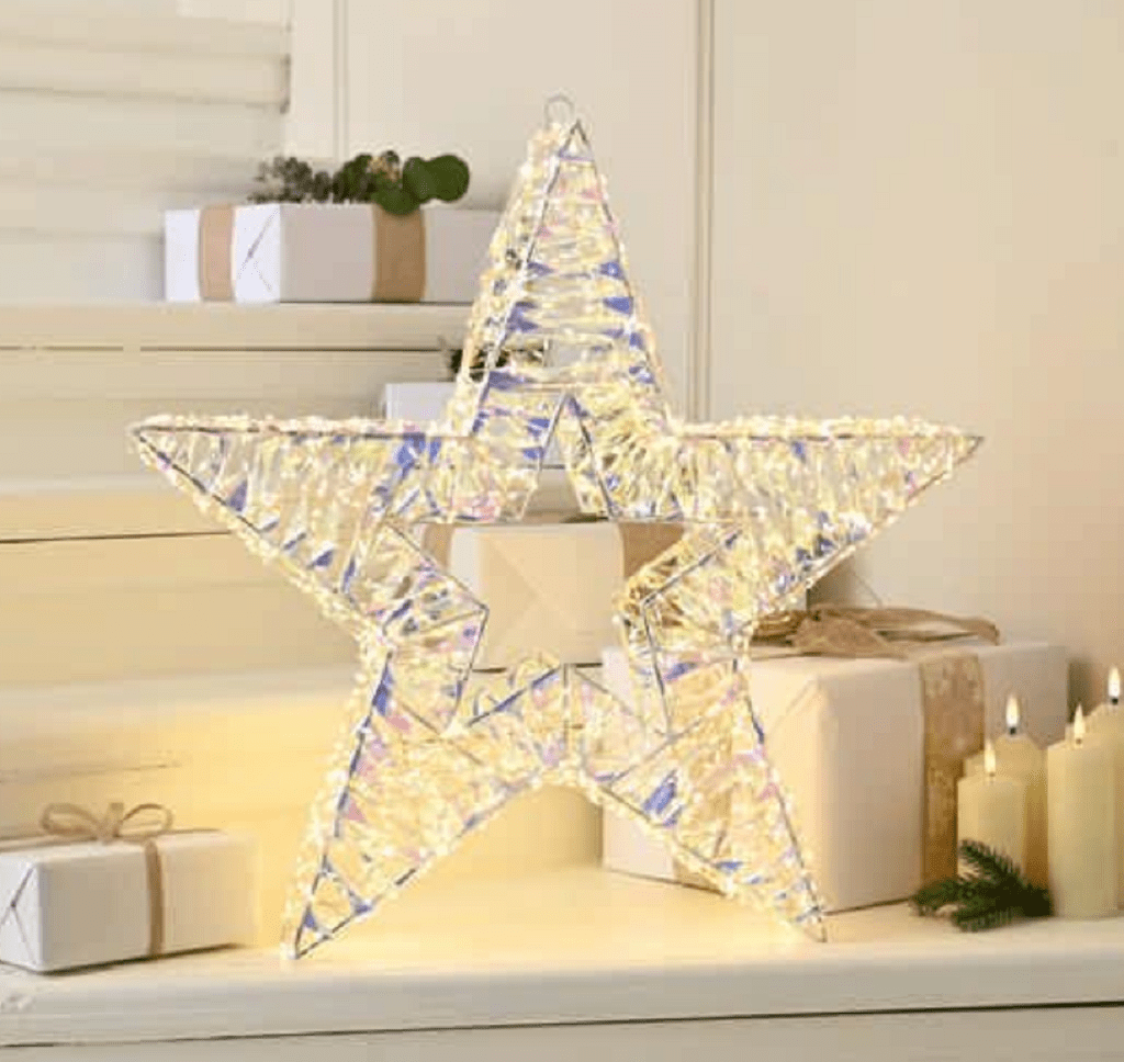 Festive Lit Shimmer Star Decoration Large 60cm