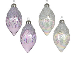 Kaemingk Baubles Kaemingk Baubles Set of 2 Olive Shape Iridescent Baubles Assorted Designs