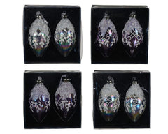 Kaemingk Baubles Kaemingk Baubles Set of 2 Olive Shape Iridescent Baubles Assorted Designs