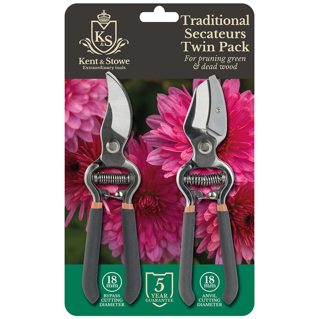 Kent & Stowe Shears Kent & Stowe Traditional Secateurs Twin Pack