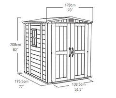 Keter Garden Sheds Keter Factor Outdoor Apex Garden Storage Shed, 6 x 6 feet - Beige