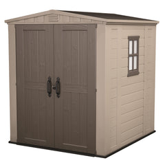 Keter Garden Sheds Keter Factor Outdoor Apex Garden Storage Shed, 6 x 6 feet - Beige