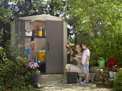 Keter Garden Sheds Keter Factor Outdoor Apex Garden Storage Shed, 6 x 6 feet - Beige