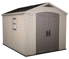 Keter Garden Sheds Keter Factor Outdoor Apex Garden Storage Shed, 8 x 11 feet - Beige