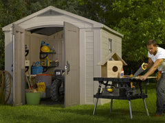 Keter Garden Sheds Keter Factor Outdoor Apex Garden Storage Shed, 8 x 11 feet - Beige