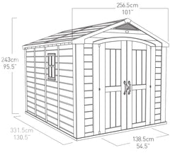 Keter Garden Sheds Keter Factor Outdoor Apex Garden Storage Shed, 8 x 11 feet - Beige