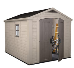 Keter Garden Sheds Keter Factor Outdoor Apex Garden Storage Shed, 8 x 11 feet - Beige