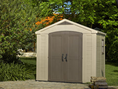 Keter Garden Sheds Keter Factor Outdoor Apex Garden Storage Shed, 8 x 6 feet - Beige