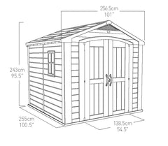 Keter Garden Sheds Keter Factor Outdoor Apex Garden Storage Shed, 8 x 8 feet - Beige