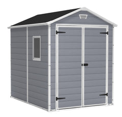 Keter Garden Sheds Keter Manor Outdoor Apex Garden Storage Shed, 6 x 8 feet - Grey