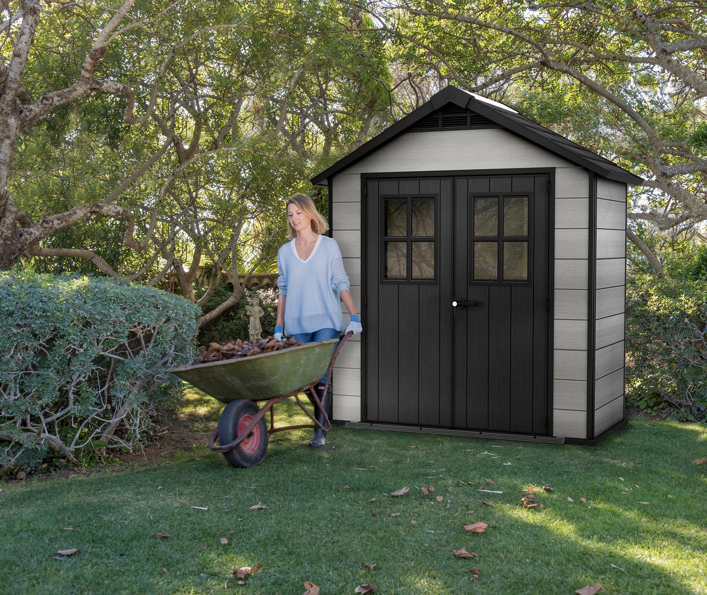 Keter Garden Sheds Keter Oakland 754 Outdoor Garden Storage Shed, 7.5 x 4 feet - Grey