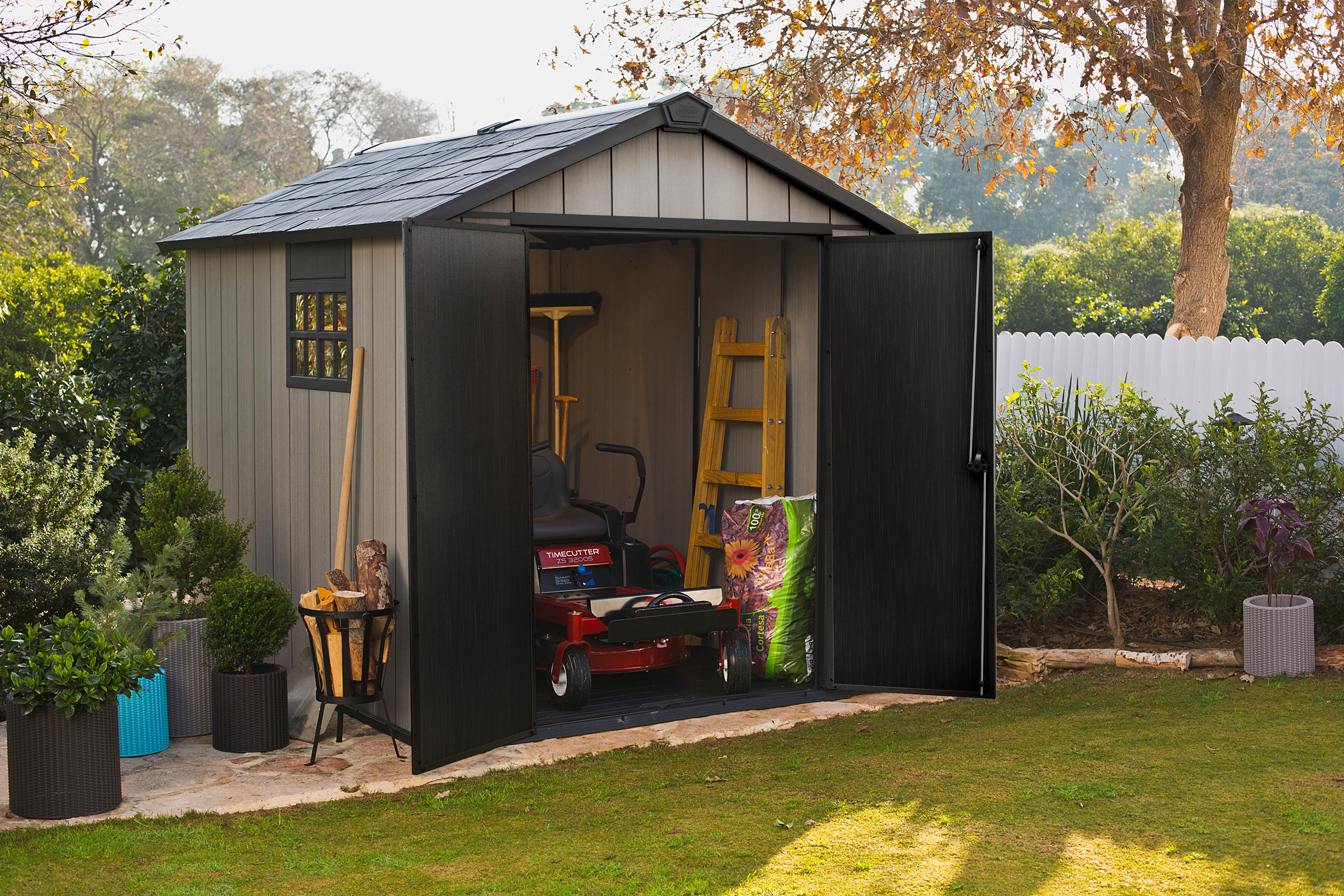 Keter Garden Sheds Keter Oakland 759 Outdoor Garden Storage Shed, 7.5 x 9 feet - Grey