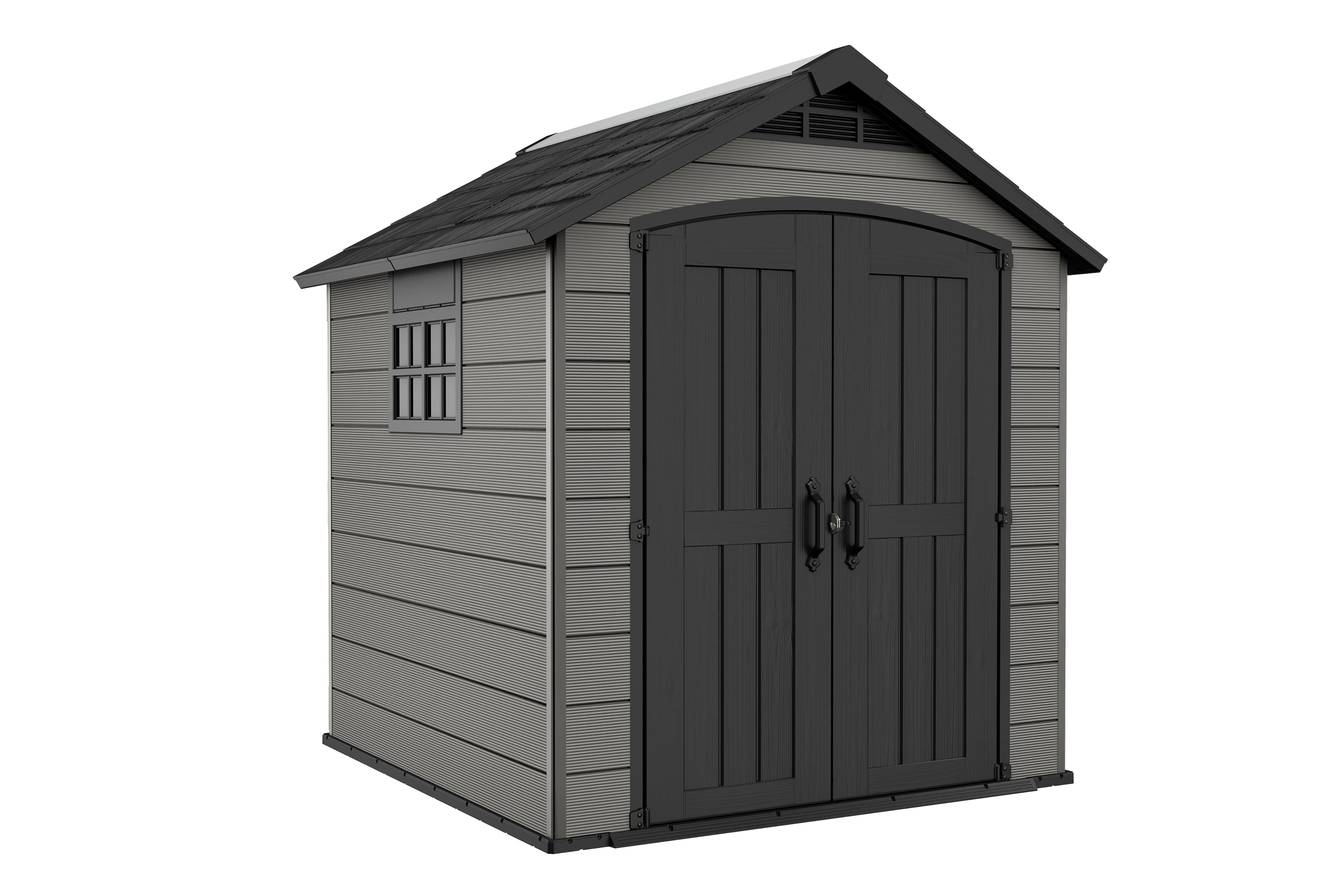 Keter Garden Sheds Keter Premier Outdoor Apex Garden Storage Shed, 7.5 x 7 feet - Grey