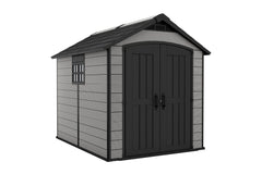 Keter Garden Sheds Keter Premier Outdoor Apex Garden Storage Shed, 7.5 x 9 feet - Grey