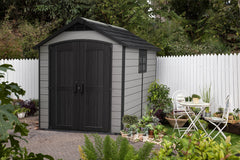 Keter Garden Sheds Keter Premier Outdoor Apex Garden Storage Shed, 7.5 x 9 feet - Grey