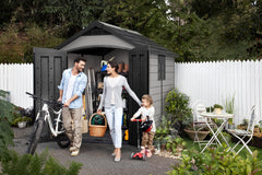 Keter Garden Sheds Keter Premier Outdoor Apex Garden Storage Shed, 7.5 x 9 feet - Grey