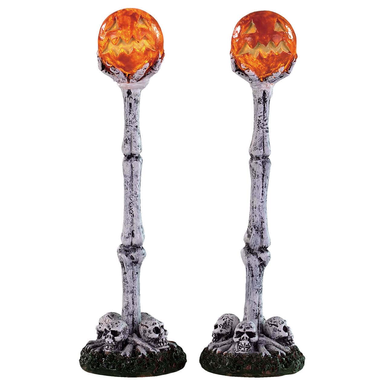 Lemax Spooky Town Accessory Lemax Spooky Town - Lighted Lantern Bone Post, Set Of 2, B/O (4.5V)