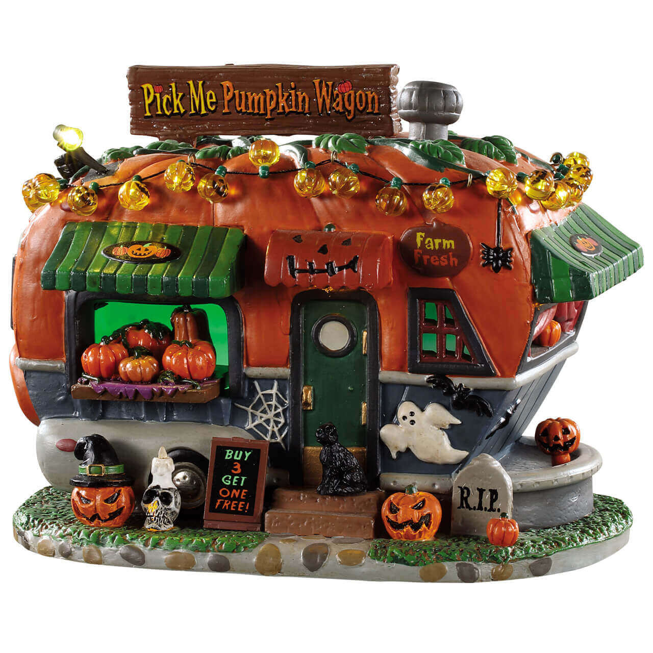 Lemax Spooky Town Lighted Buildings Lemax Spooky Town - Pick Me Pumpkin Wagon, B/O (4.5V)