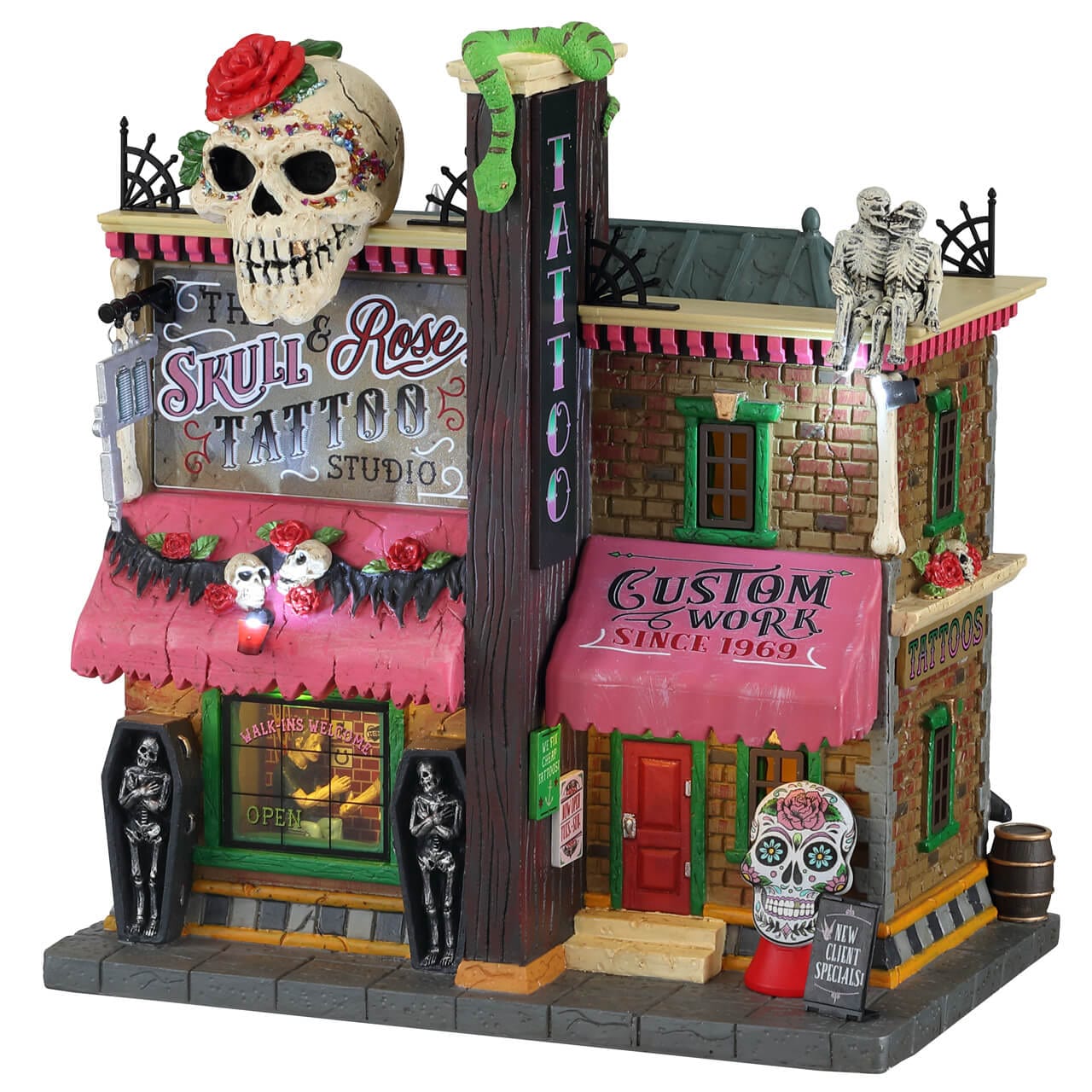 Lemax Spooky Town - The Skull And Rose Tattoo Studio, B/O (4.5V)