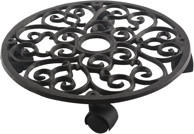 Panacea plant caddy Panacea 12" Heavy Weight Cast Iron Scroll Plant Caddy Black