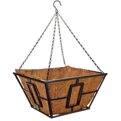 Panacea Hanging Baskets Panacea 14" Contemporary Square Hanging Basket With Coco Liner