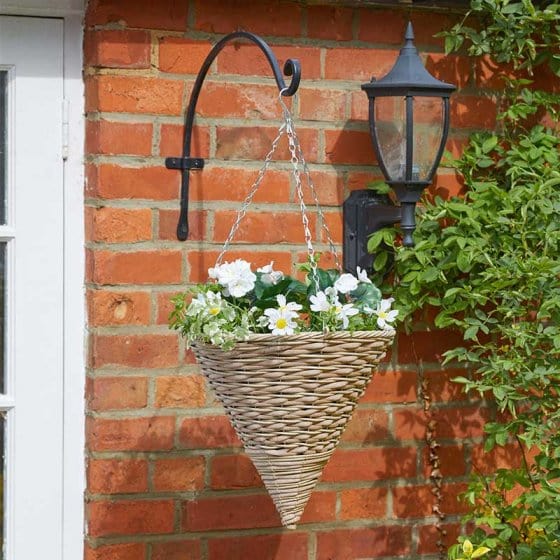 Smart Garden Hanging Baskets Smart Garden 14in Faux Rattan Hanging Basket Cone - Mocha