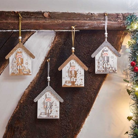 Three Kings Christmas Decor Three Kings 12cm Nutcracker House Hanging Decoration Assorted Designs