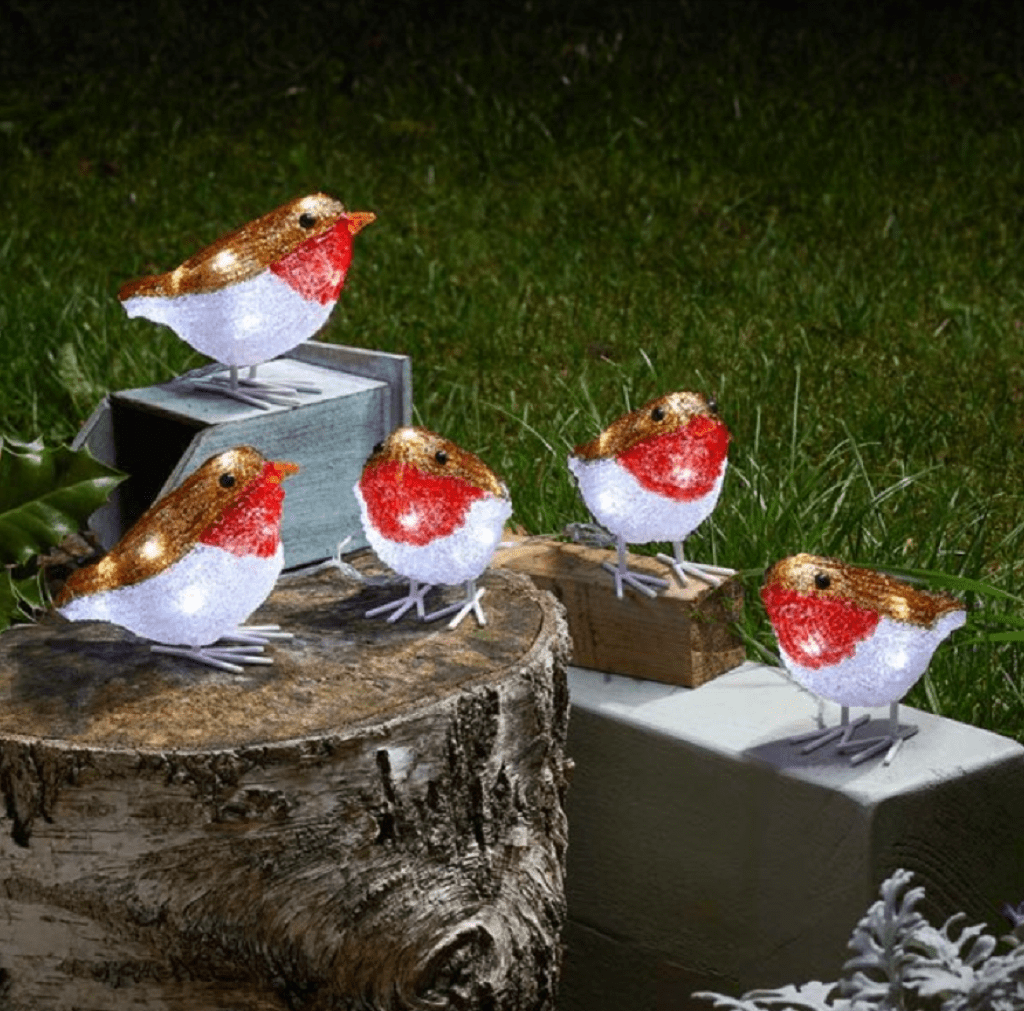 Three Kings Christmas Lit Decor Three Kings InLit Ice Robins 5pc