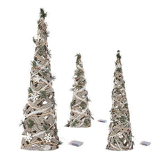 Three Kings LED Rattan Trees Three Kings Snow Tree LED Lit Rattan