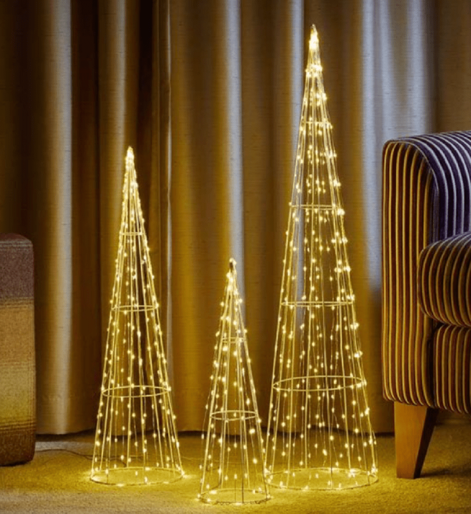 Three Kings Christmas Lit Decor Three Kings Tree Cone Trio Warm White