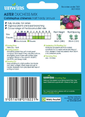 Unwins Seeds Unwins Aster Duchess Seed Mix