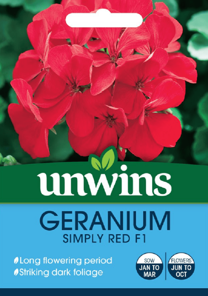 Unwins Seeds Unwins Geranium Seeds Simply Red F1