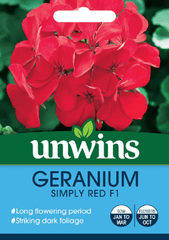 Unwins Seeds Unwins Geranium Seeds Simply Red F1