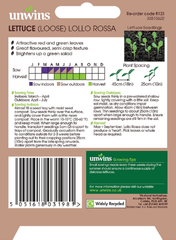 Unwins Seeds Unwins Loose Lollo Rossa Lettuce Seeds