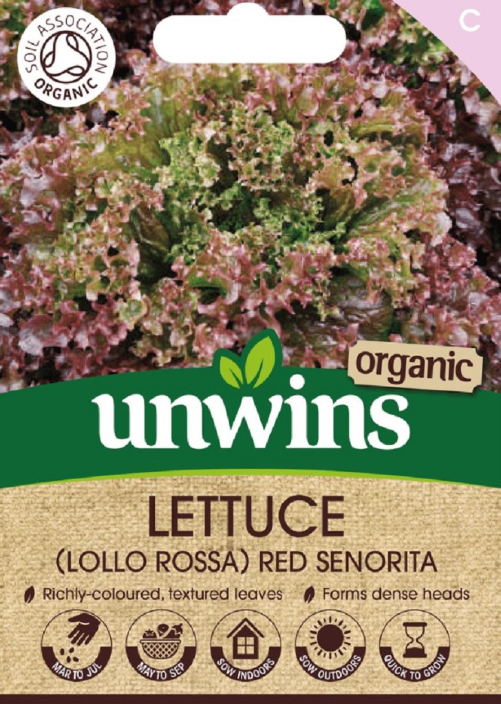 Unwins Seeds Unwins Organic Lollo Rossa Red Senorita Lettuce Seeds