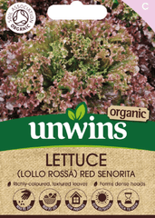 Unwins Seeds Unwins Organic Lollo Rossa Red Senorita Lettuce Seeds