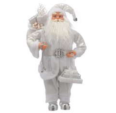 Festive Christmas Decor Festive Christmas Standing Santa White Sequin