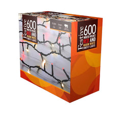 Festive String Lights Festive Winter Wishes Red & Warm White LED Firefly String Lights 600L