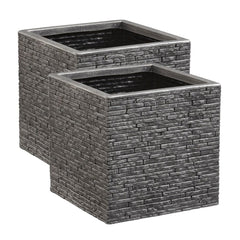 Strata Products Pots & Planters 2 For 28 Strata Slate Planter in Pewter Square 32cm