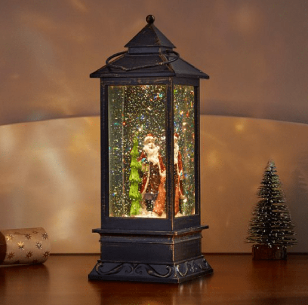 Three Kings Christmas Lit Decor Three Kings SnowSwirl Santa Lantern