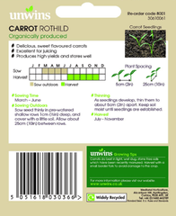 Unwins Carrot Seeds Unwins Carrot Organic Rothild Seeds