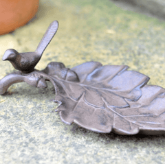 Woodlodge Bird Baths Woodlodge Cast Iron Acorn Leaf Bird Bath